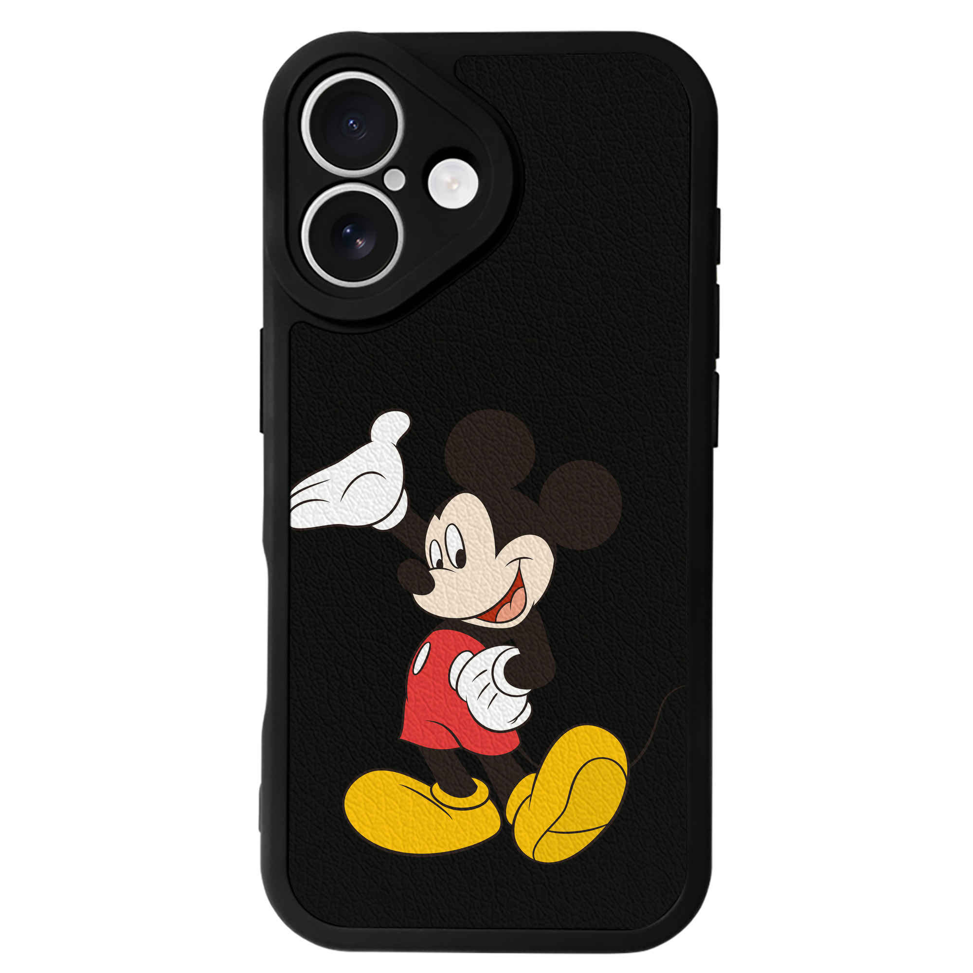 （画像用） ミッキーマウス Mickey Mouse 【iPhone 16シリーズ対応】シリコンスマホケース（レザー調） 材質：シリコン